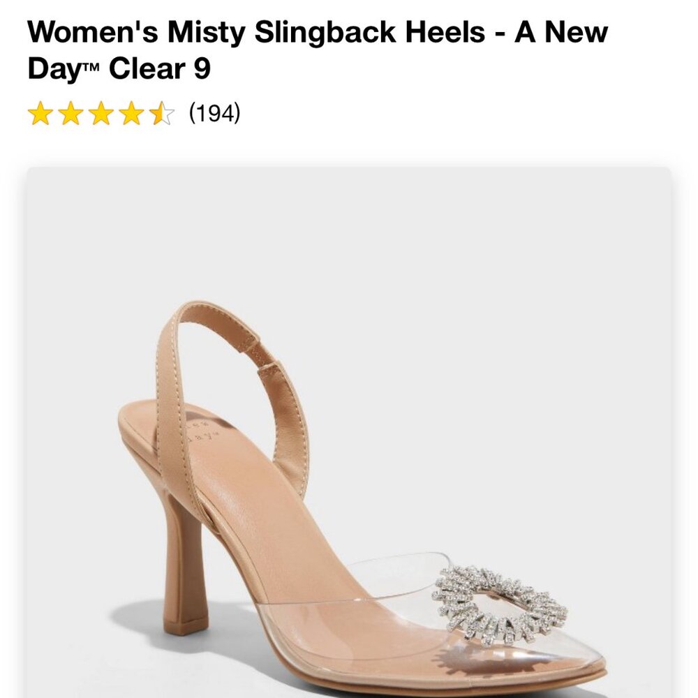 Target "A New Day" Clear Slingback Heels, Size 9